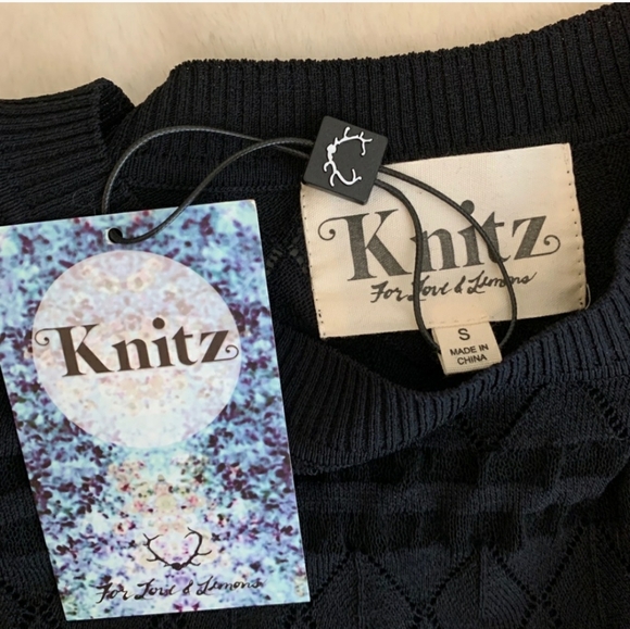 FOR LOVE & LEMONS KNITZ - Joni Knit Top - Host Pic! - Black S NWT - Picture 5 of 6